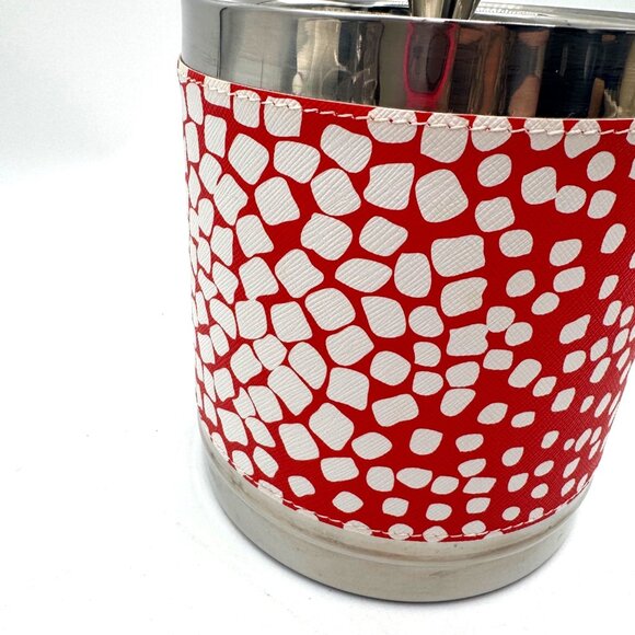 DIANE VON FURSTENBERG DVF Home Ice Bucket With Lid Square Dot Coral/White - Picture 2 of 7